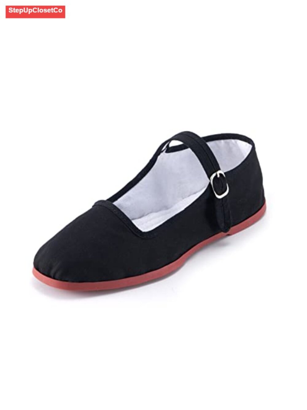 Cotton Mary Jane Flats, Square Toe China Doll Shoes, Hand-Stitched Buckle Flats